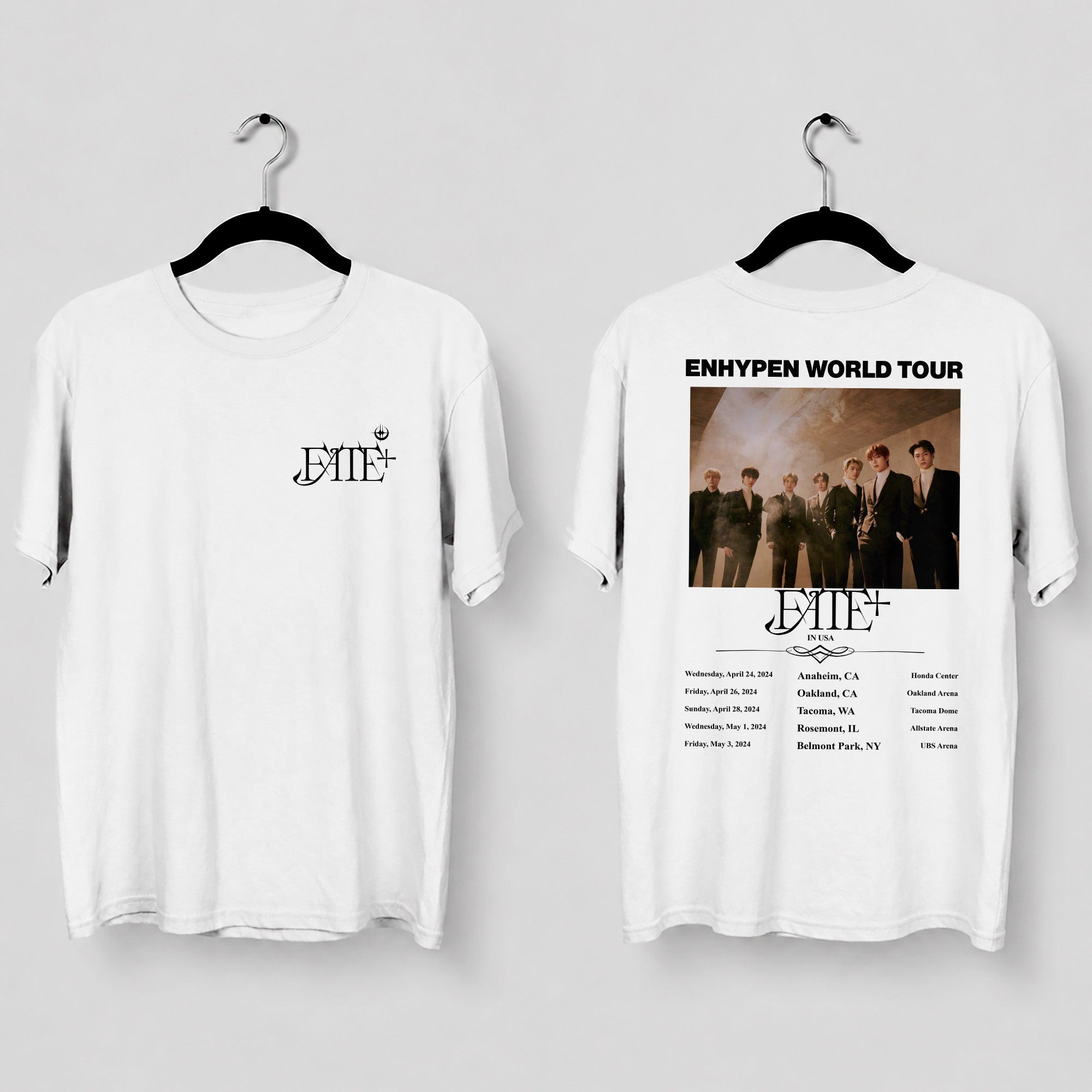 ENHYPEN Fate World Tour in USA T-Shirt - Main view, Y2K kpop concert tee
