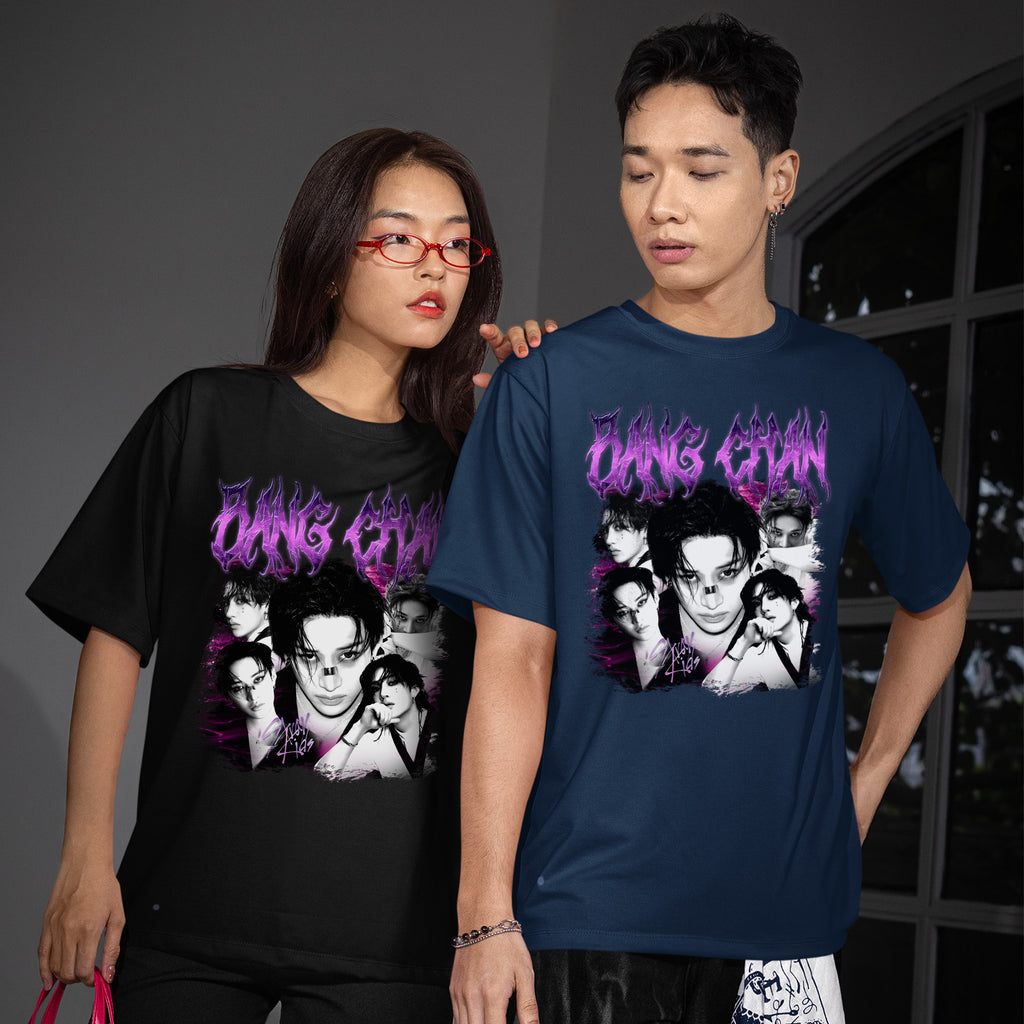 Stray Kids Graphic Bang Chan Retro T-Shirt - Couple view, Y2K kpop concert tee