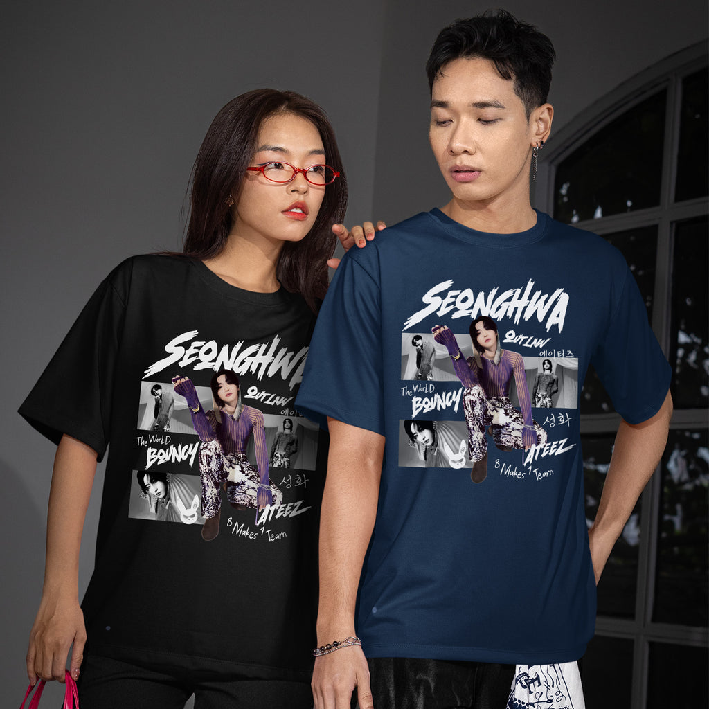 ATEEZ Graphic Seonghwa Member T-Shirt - Couple view, Y2K kpop concert tee