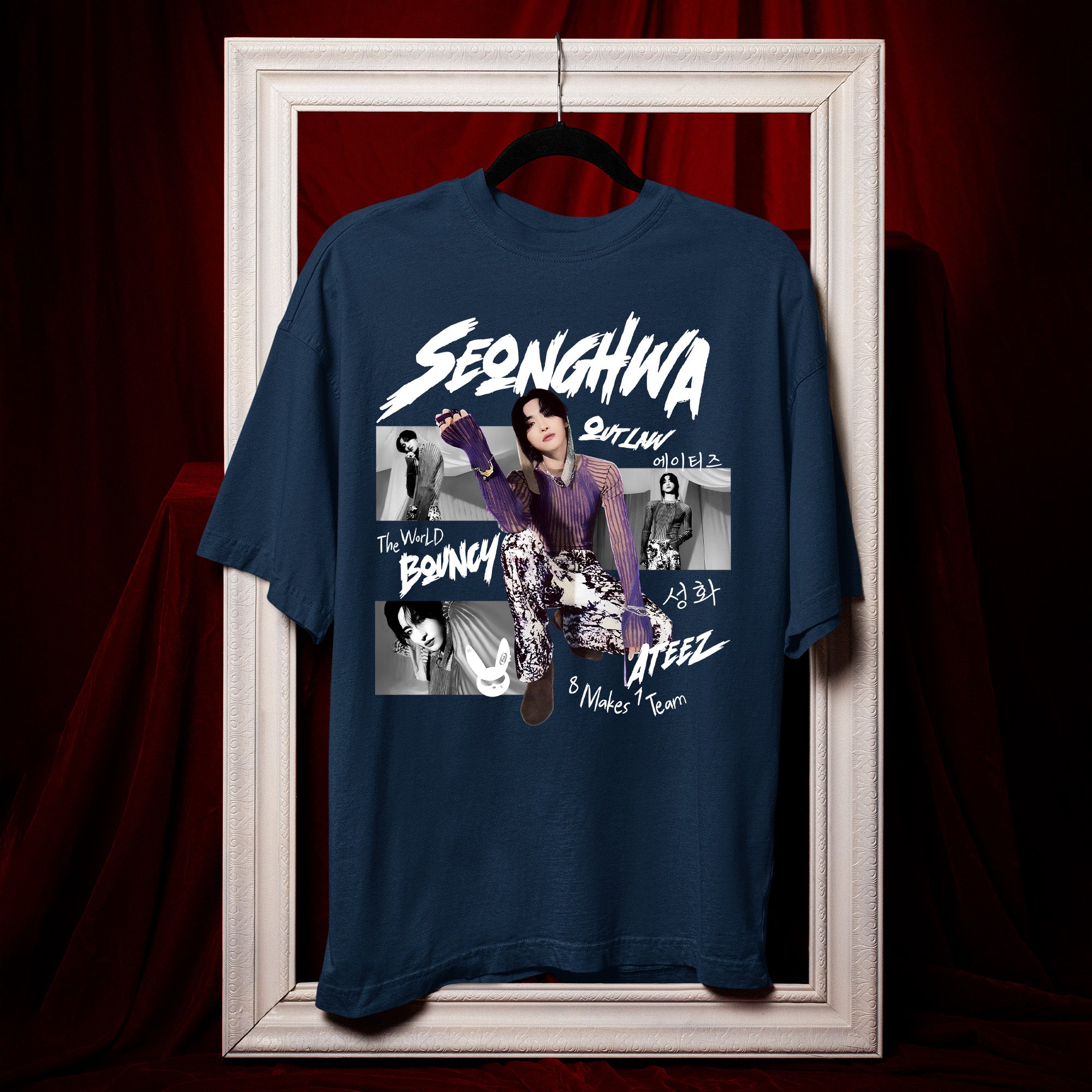 ATEEZ Graphic Seonghwa Member T-Shirt - Hang view, Y2K kpop concert tee