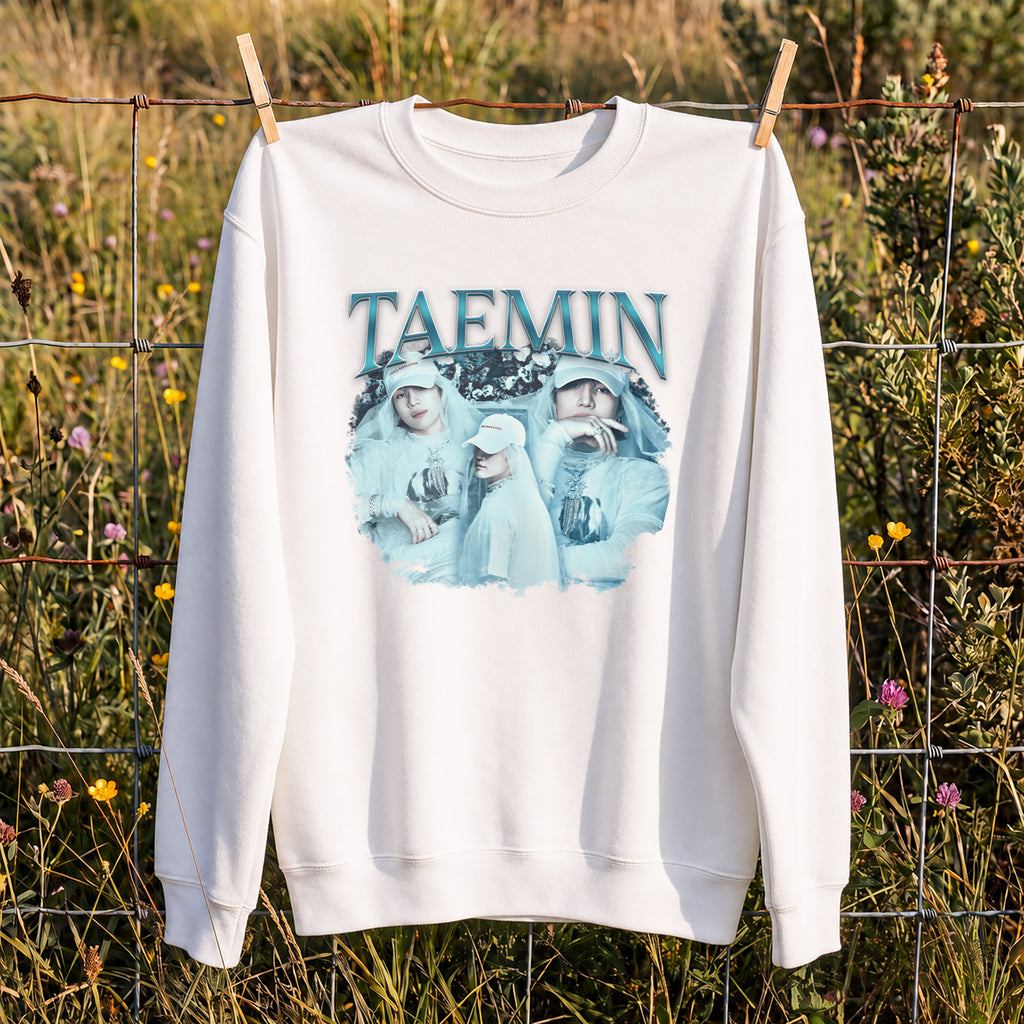 Taemin Graphic Unisex Sweatshirt - Hang view, Y2K kpop concert sweatshirt