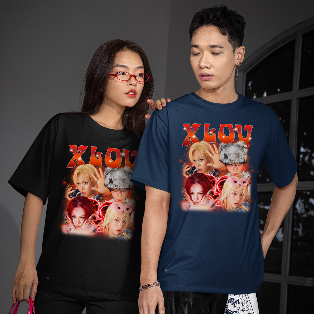 XLOV Graphic T-Shirt - Couple view, Y2K kpop concert tee