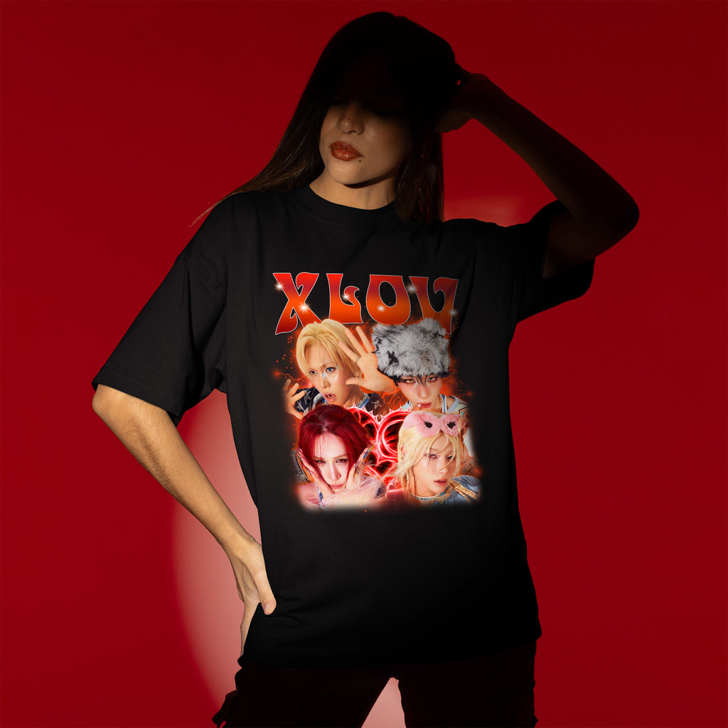 XLOV Graphic T-Shirt - Women view, Y2K kpop concert tee
