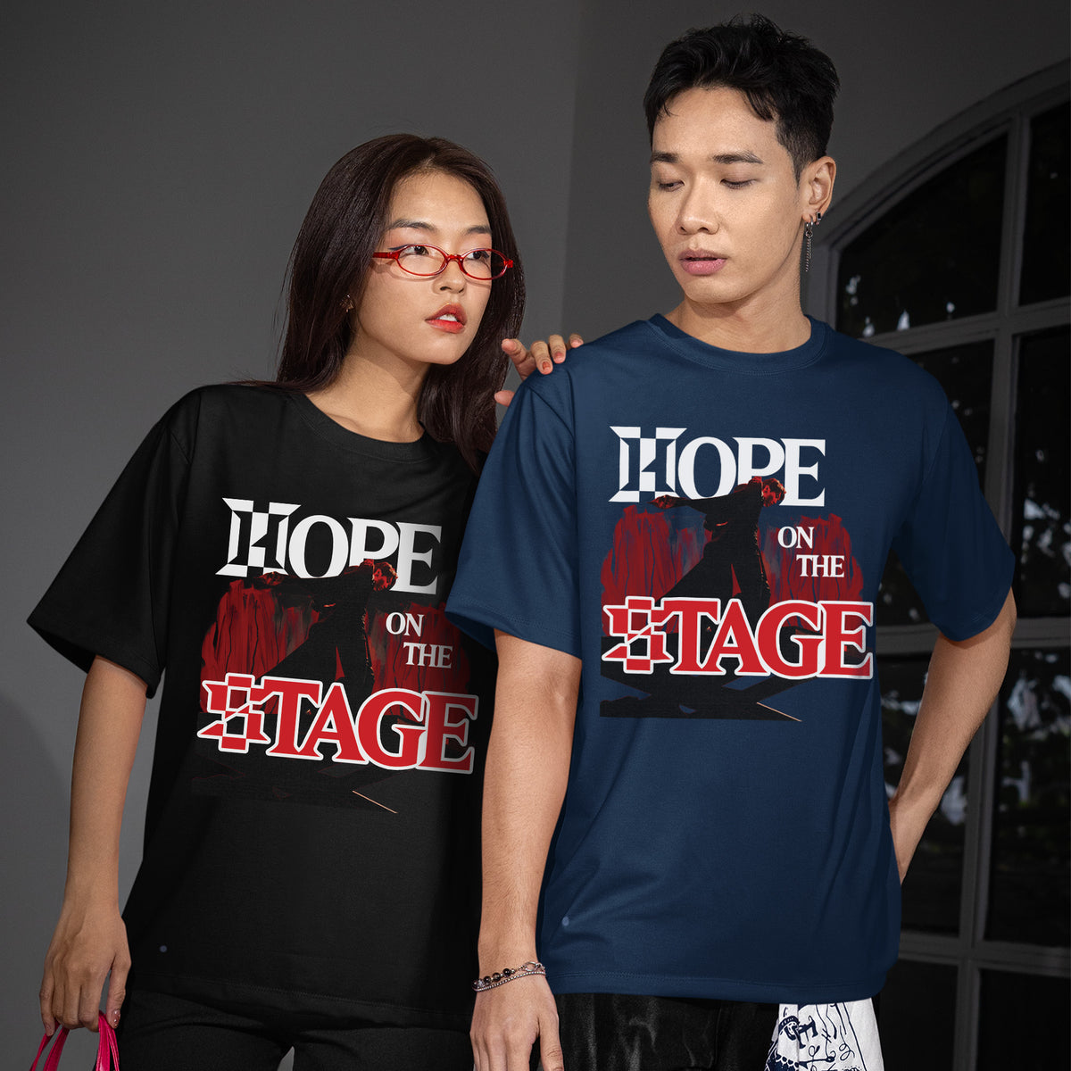 BTS J-Hope Hope On The Stage Fan Made T-Shirt - Couple view, Y2K kpop concert tee