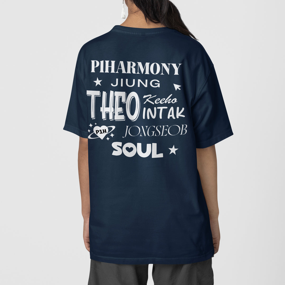 P1Harmony I Love T-Shirt - Back view, Y2K kpop concert tee