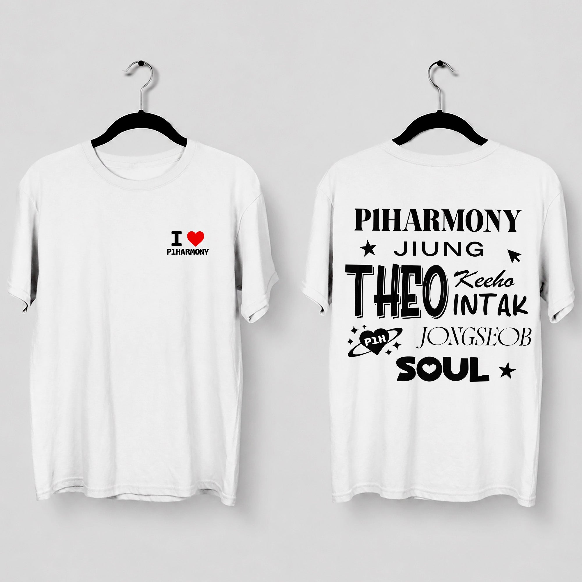 P1Harmony I Love T-Shirt - Main view, Y2K kpop concert tee