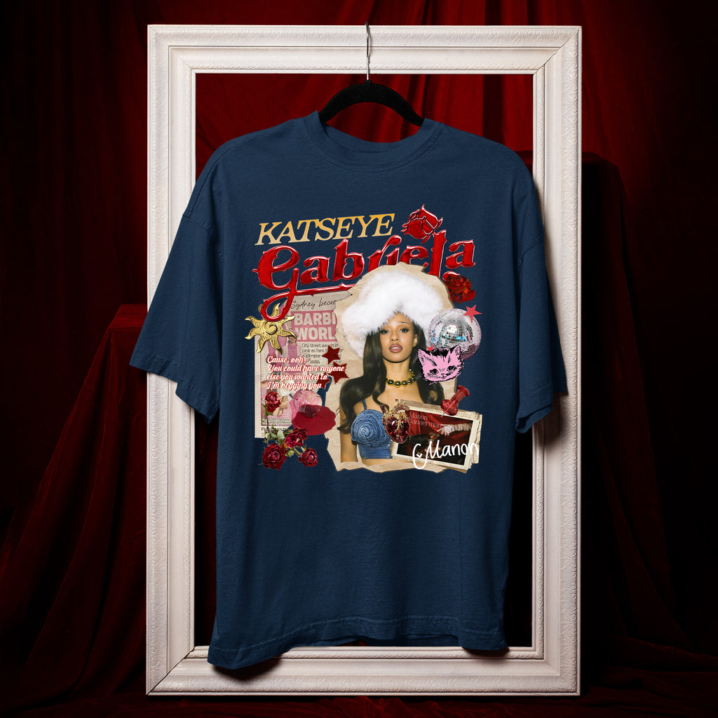 KATSEYE Gabriela Manon T-Shirt - Hang view, Y2K kpop concert tee