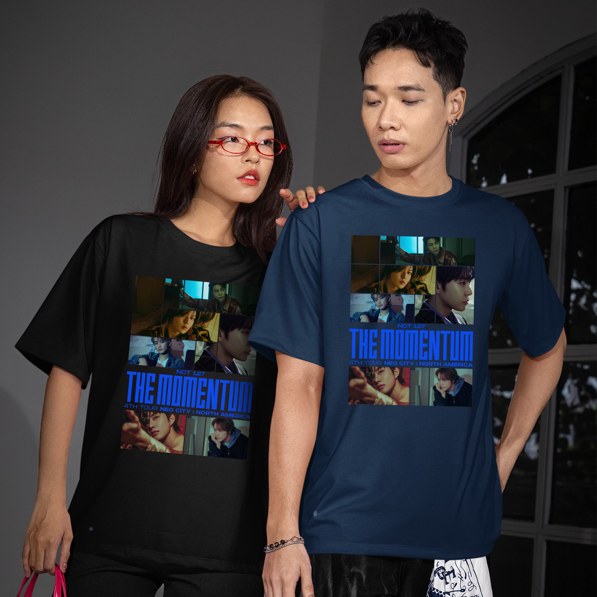 NCT 127 Momentum Fanmade T-Shirt - Couple view, Y2K kpop concert tee