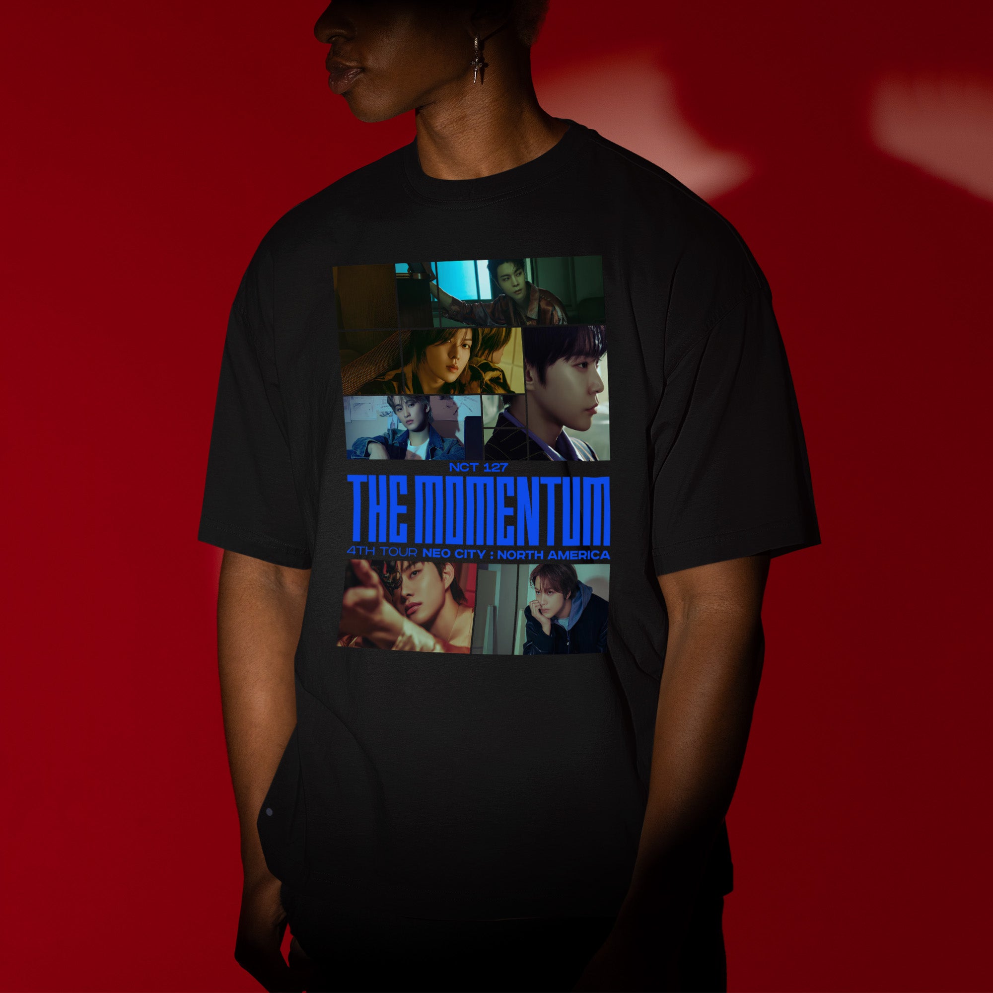 NCT 127 Momentum Fanmade T-Shirt - Men view, Y2K kpop concert tee