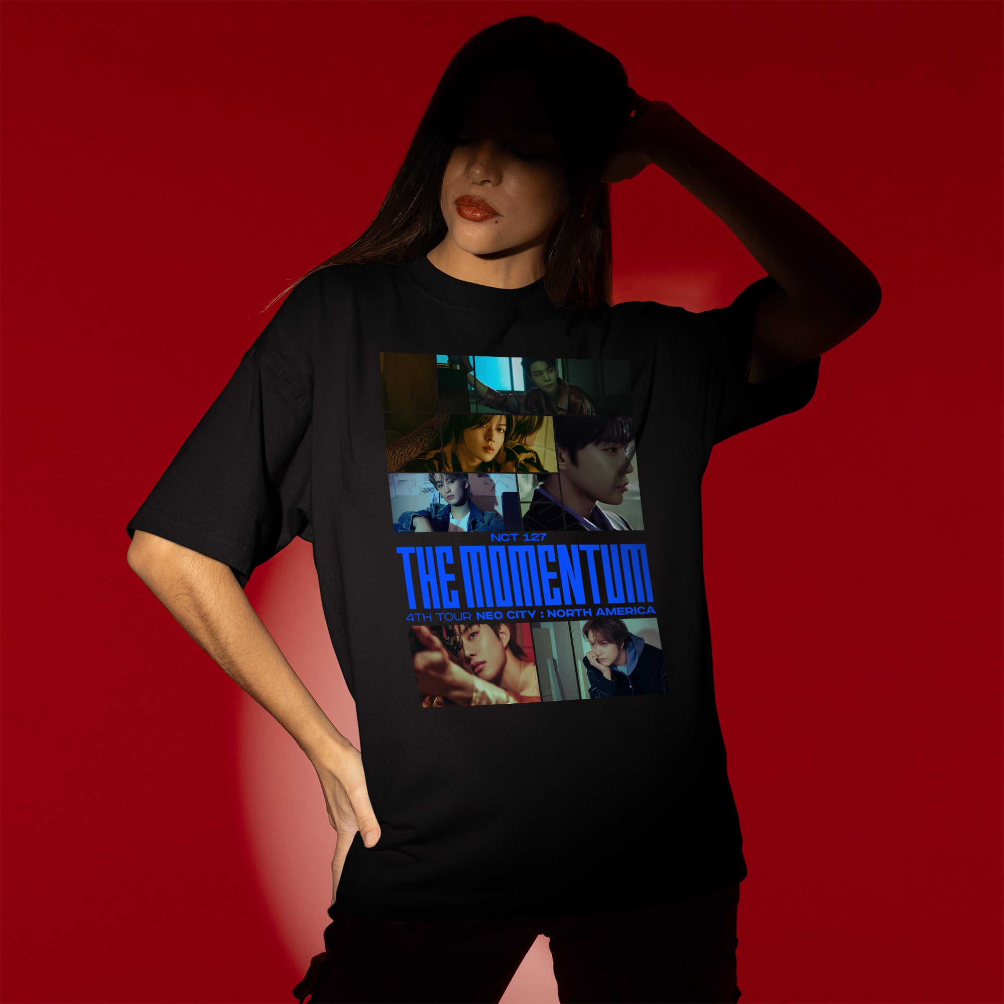 NCT 127 Momentum Fanmade T-Shirt - Women view, Y2K kpop concert tee