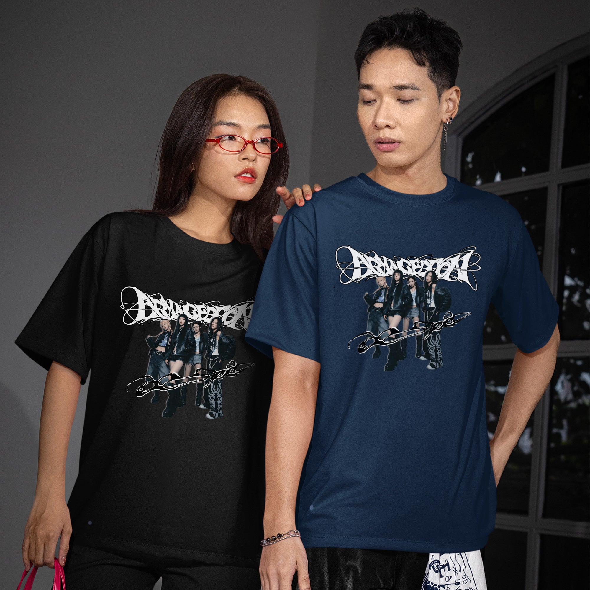 AESPA Retro Kpop T-Shirt - Couple view, Y2K kpop concert tee
