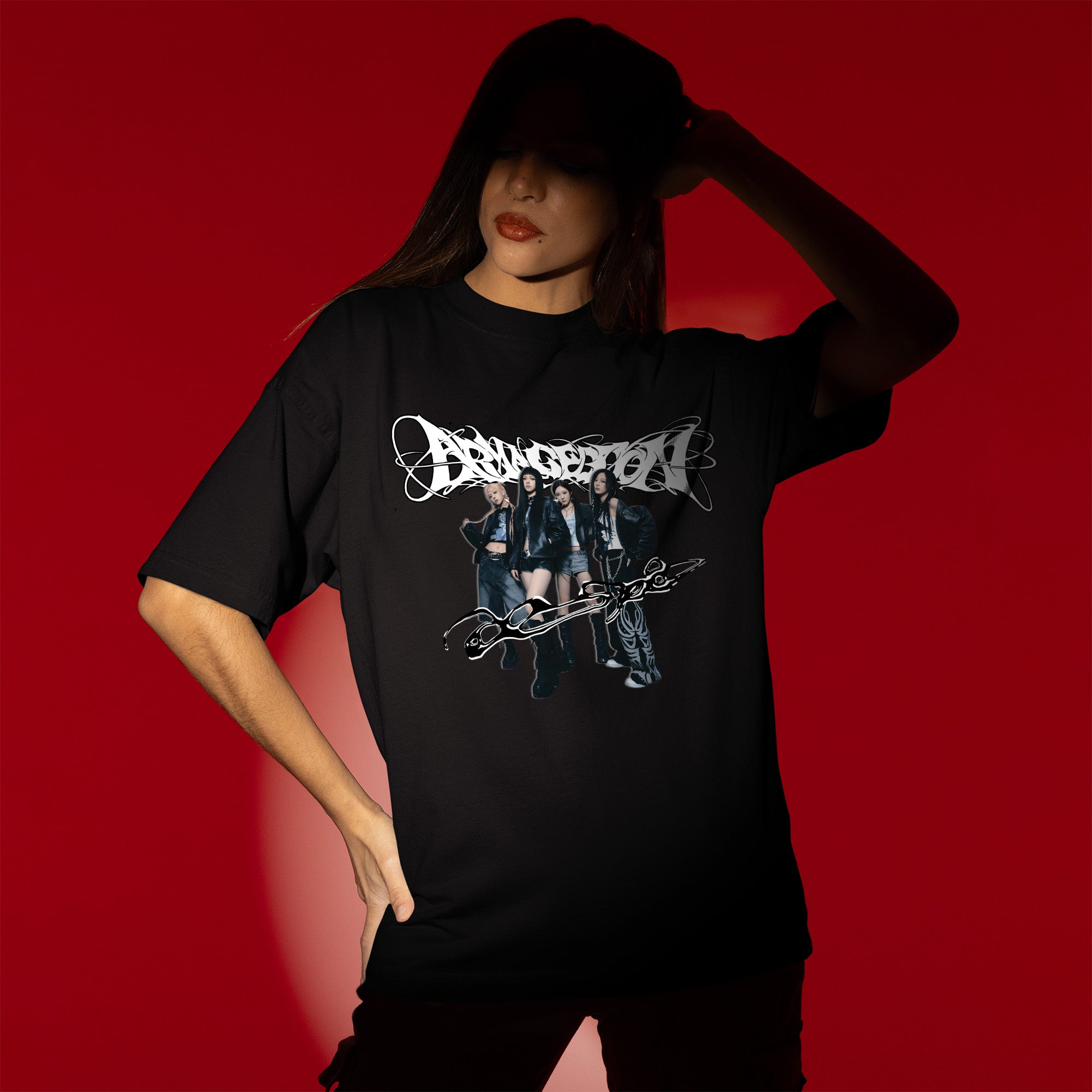 AESPA Retro Kpop T-Shirt - Women view, Y2K kpop concert tee