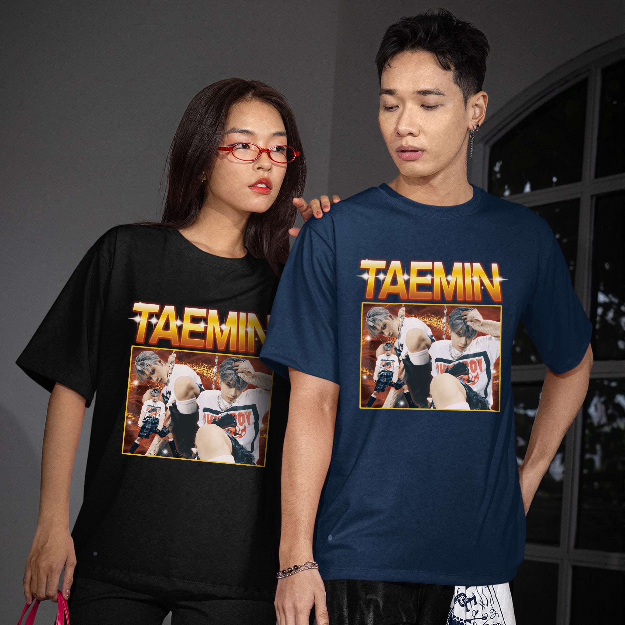 Taemin Idol Kpop Music T-Shirt - Couple view, Y2K kpop concert tee