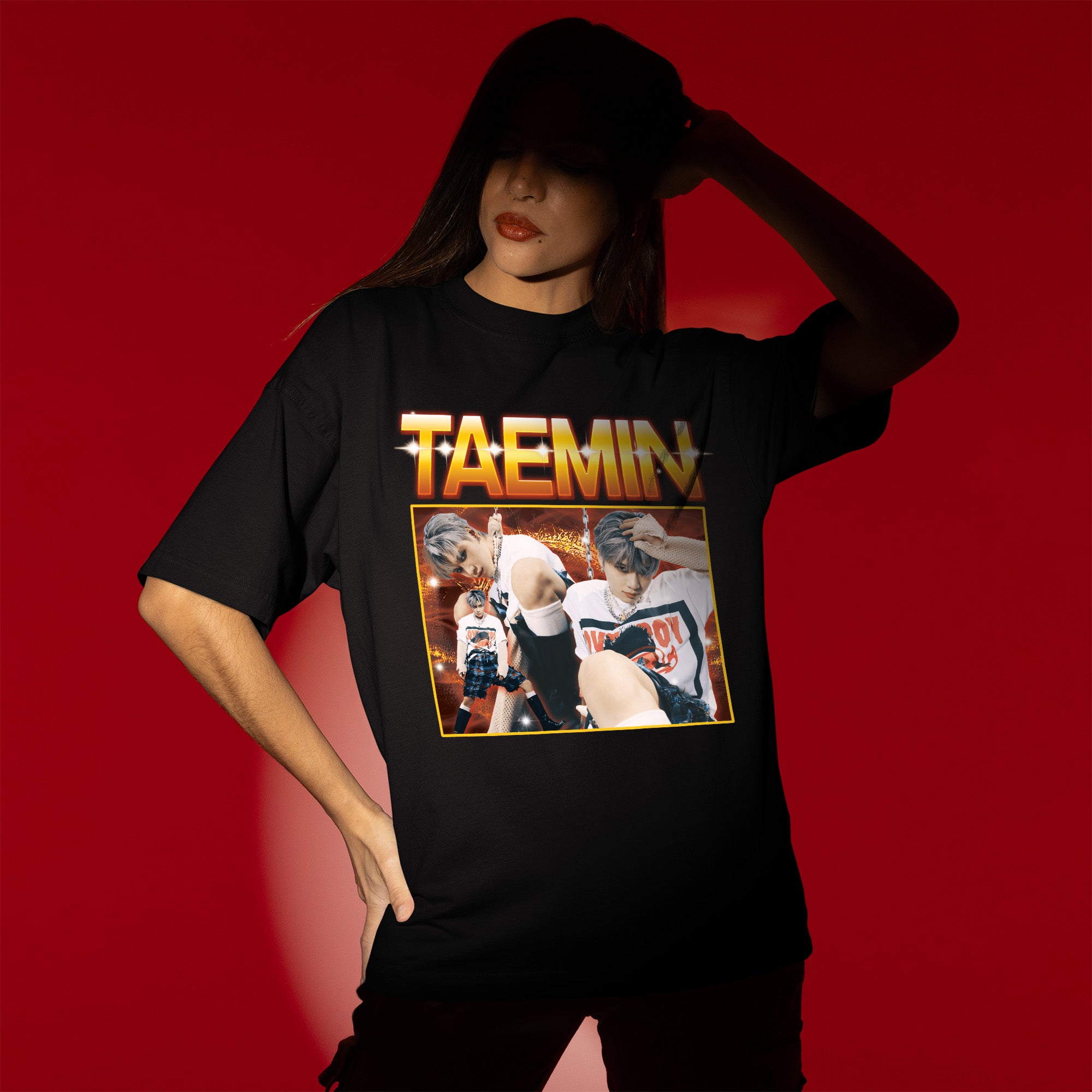 Taemin Idol Kpop Music T-Shirt - Women view, Y2K kpop concert tee