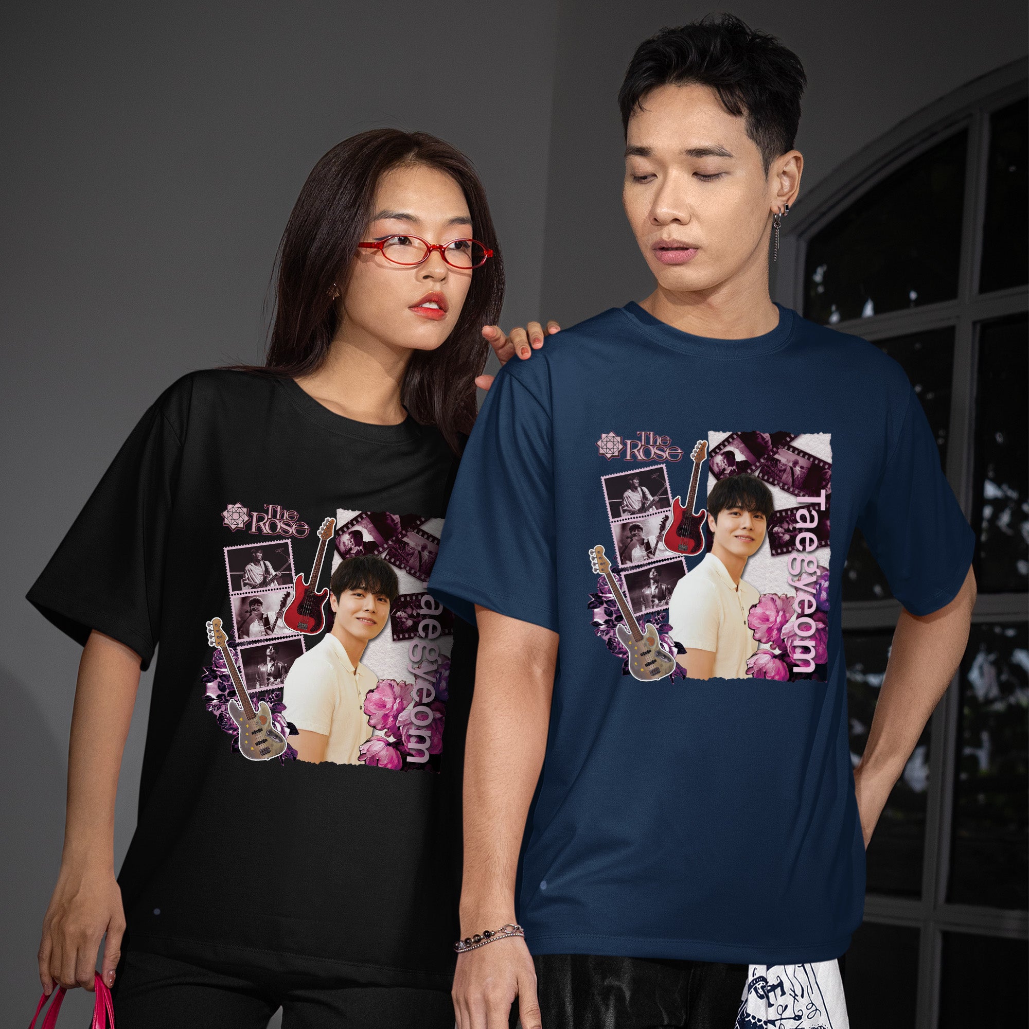 The Rose Taegyeom T-Shirt - Couple view, Y2K kpop concert tee
