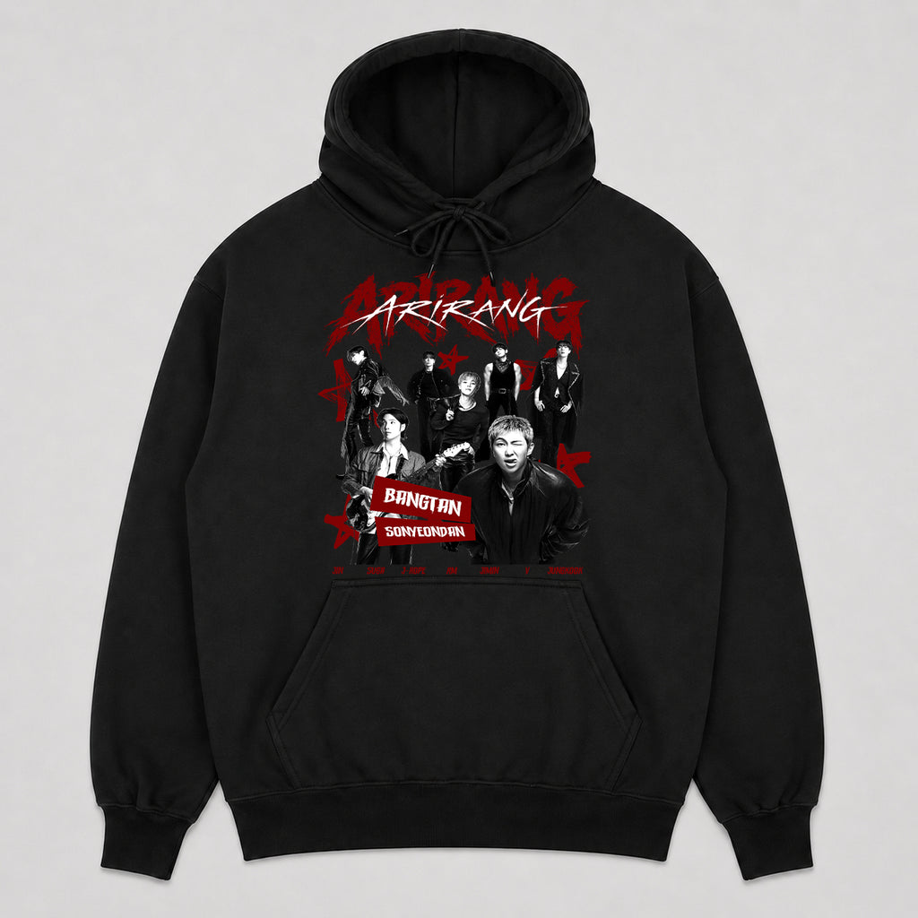 BTS Retro Arirang Bangtan Sonyeondan Hoodie - Main view, Y2K kpop concert pullover