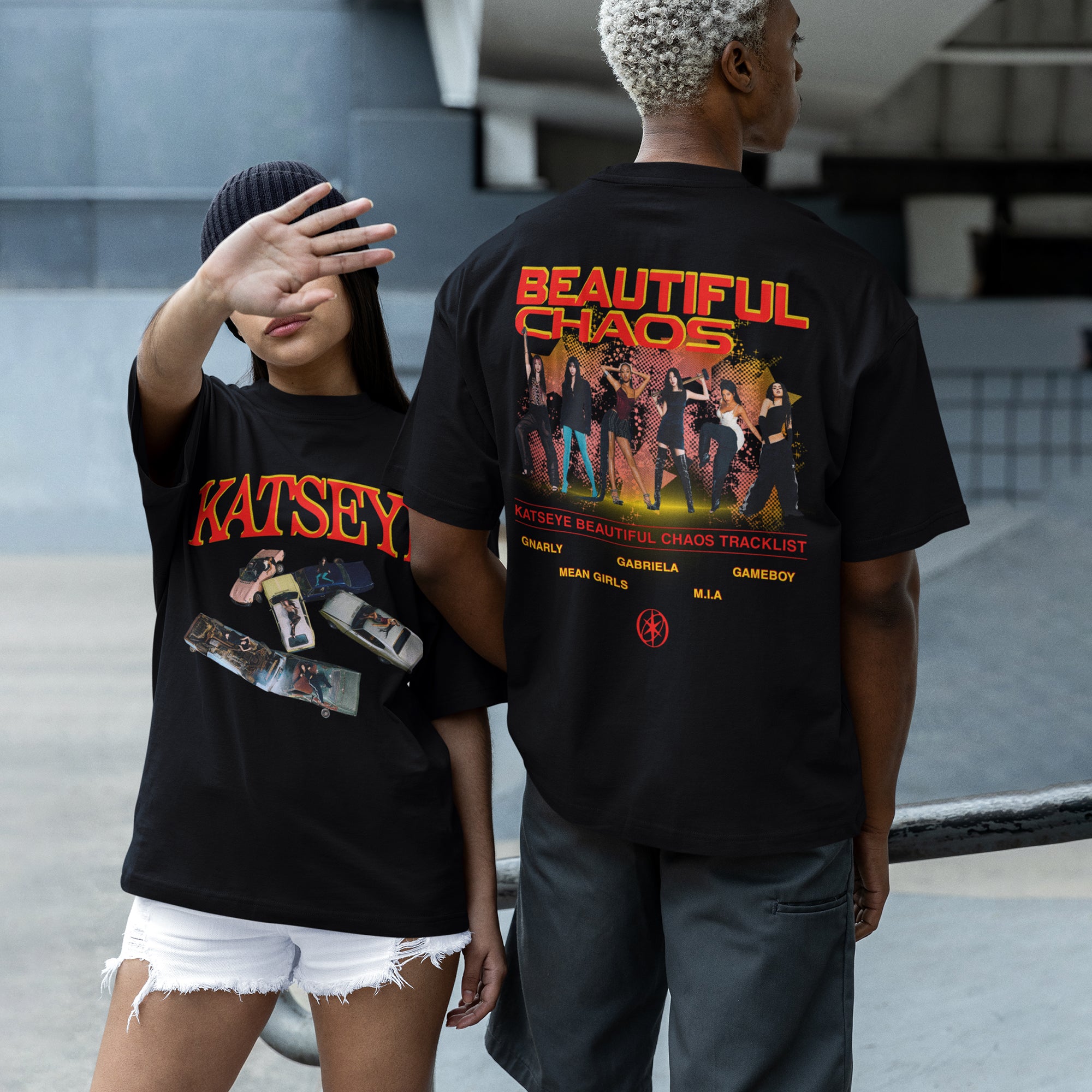 KATSEYE Beautiful Chaos tracklist t-shirt front and back print, unofficial fan merch