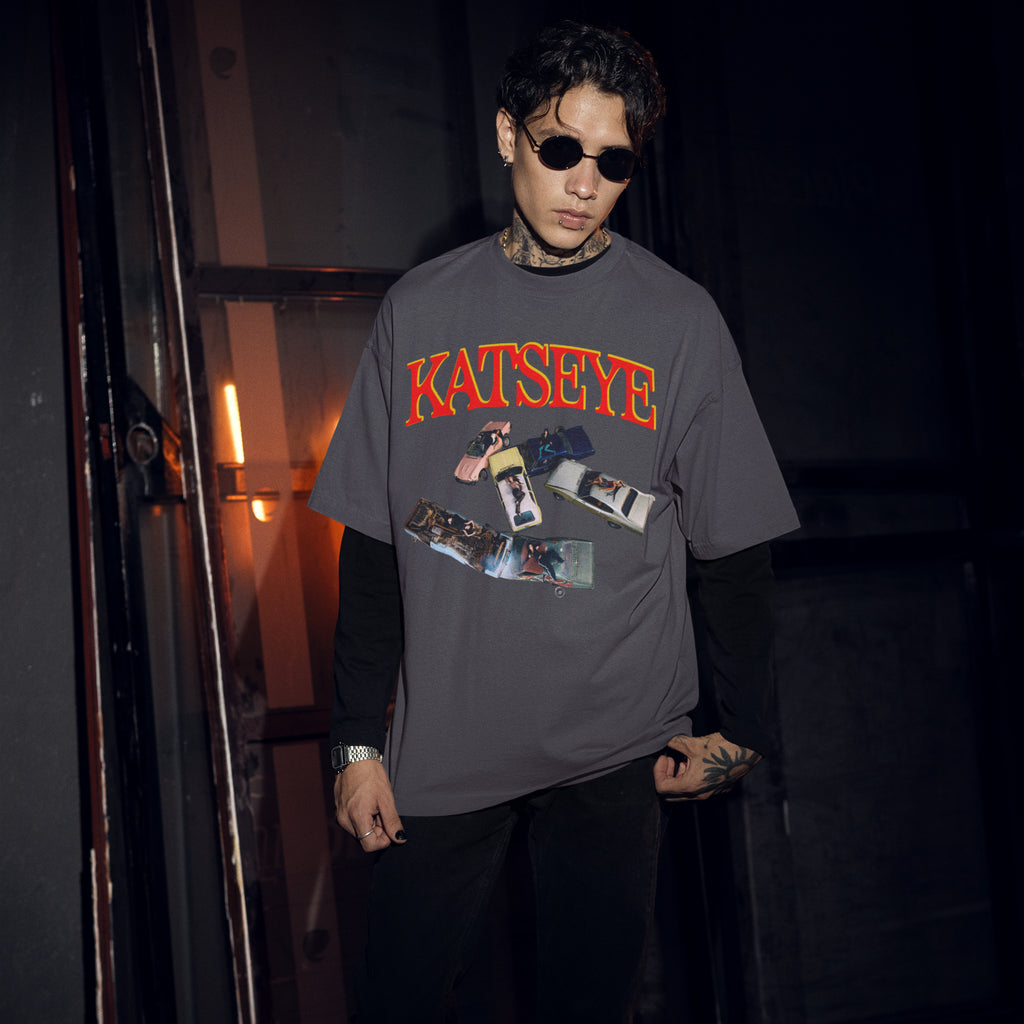 KATSEYE Beautiful Chaos charcoal t-shirt, unofficial fan-made kpop concert shirt