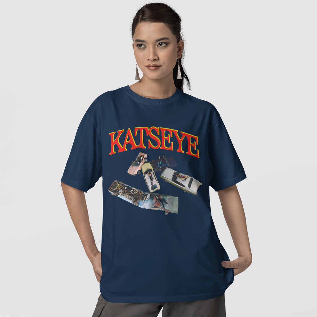 KATSEYE Beautiful Chaos navy t-shirt front, Y2K vintage bootleg kpop tee